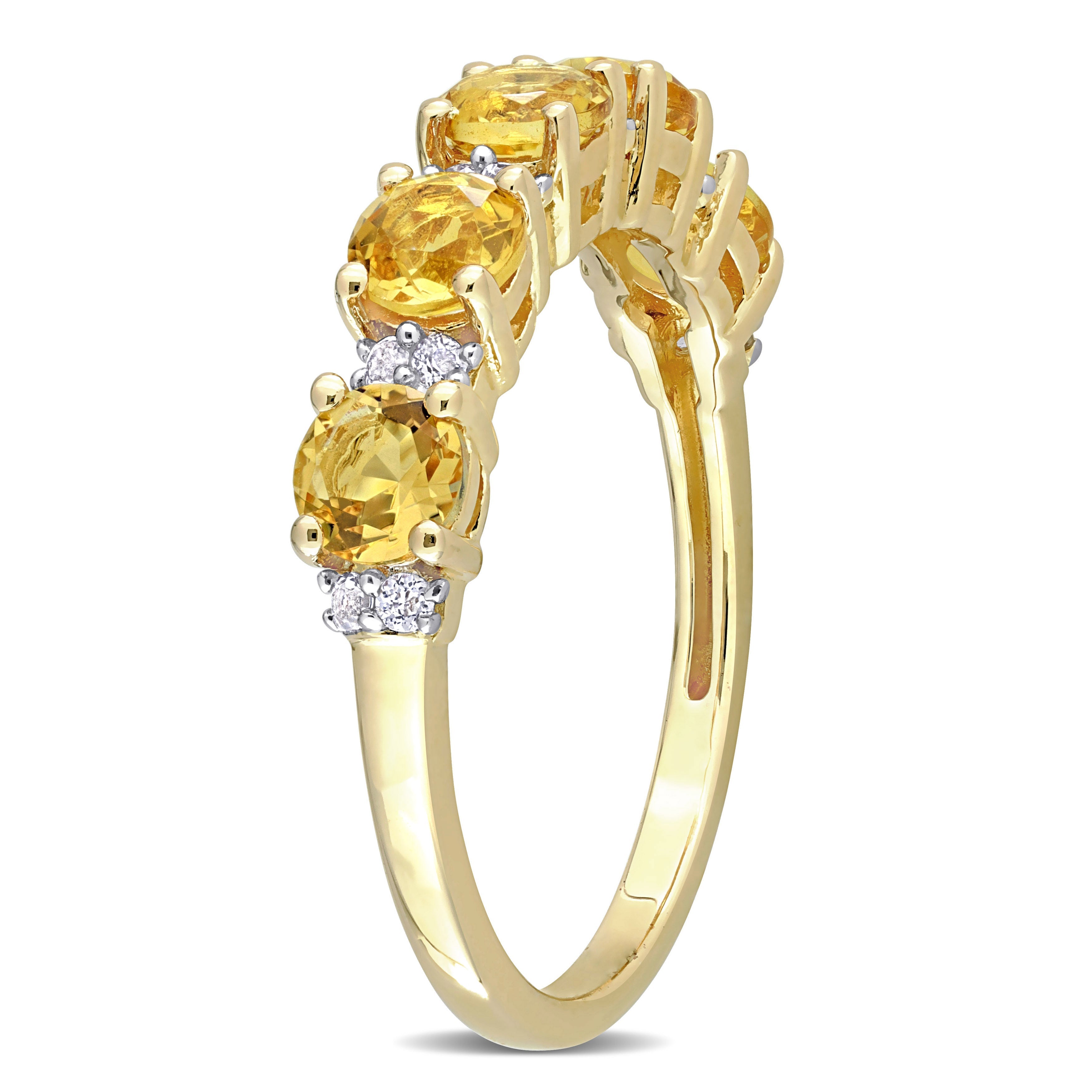  Studio Works 1 3/5 CT TGW Citrine and White Topaz Yellow Plated Sterling Silver Semi Eternity Ring - Yellow - Bonton