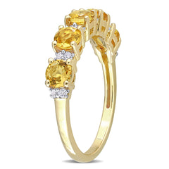 1 3/5 CT TGW Citrine and White Topaz Yellow Plated Sterling Silver Semi Eternity Ring