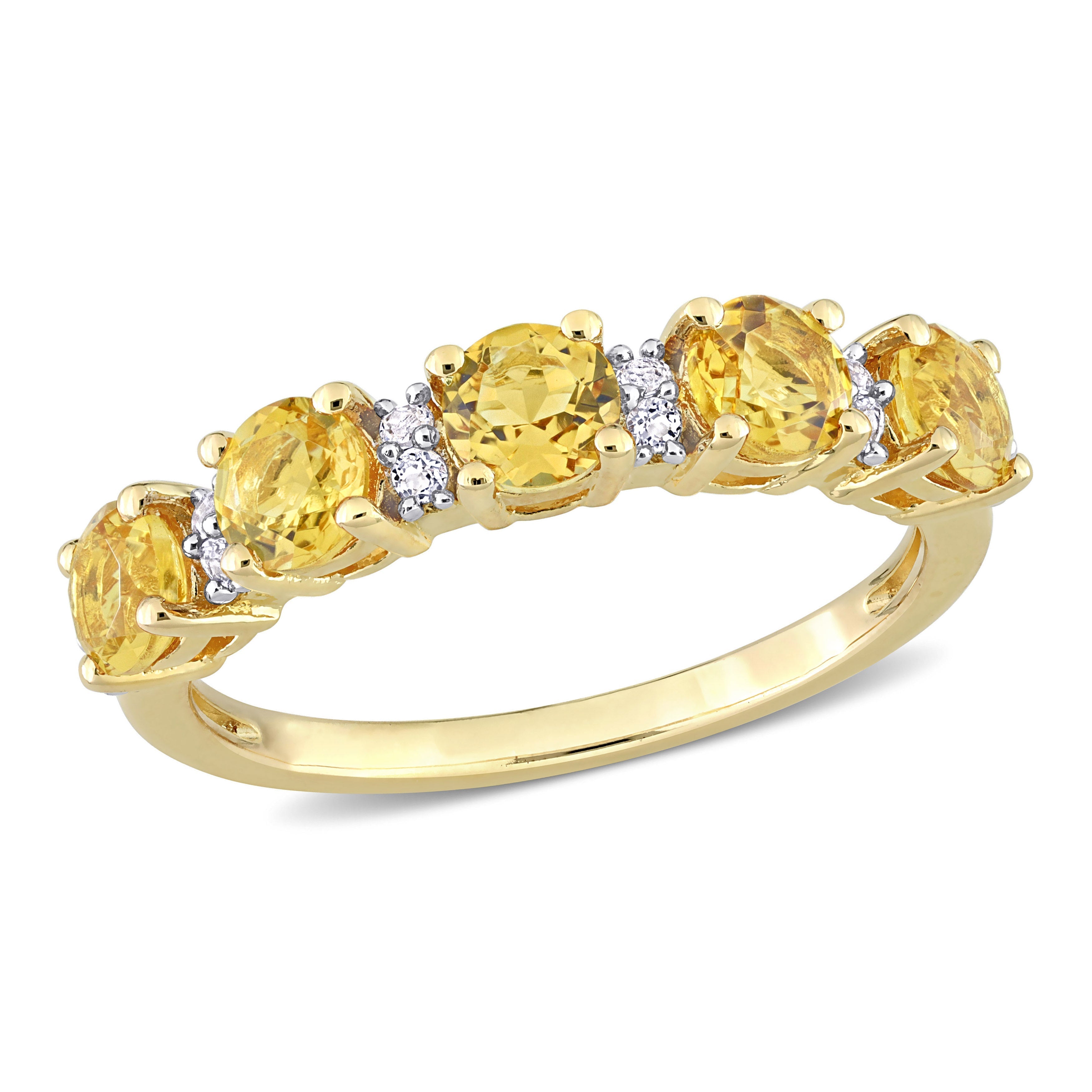  Studio Works 1 3/5 CT TGW Citrine and White Topaz Yellow Plated Sterling Silver Semi Eternity Ring - Yellow - Bonton