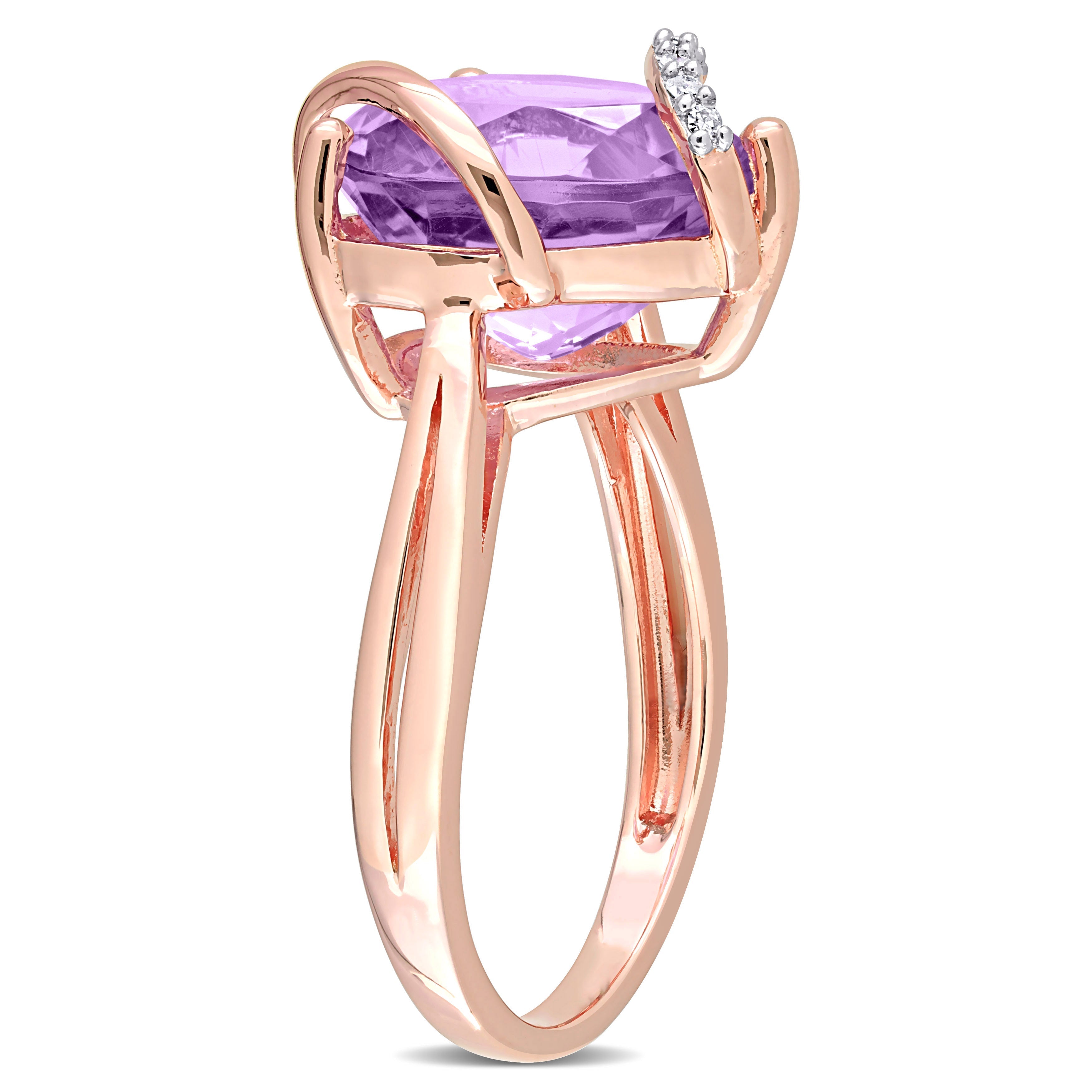  Studio Works 6 1/2 CT TGW Amethyst and Diamond Rose Plated Sterling Silver Accent Heart Ring - Purple - Bonton