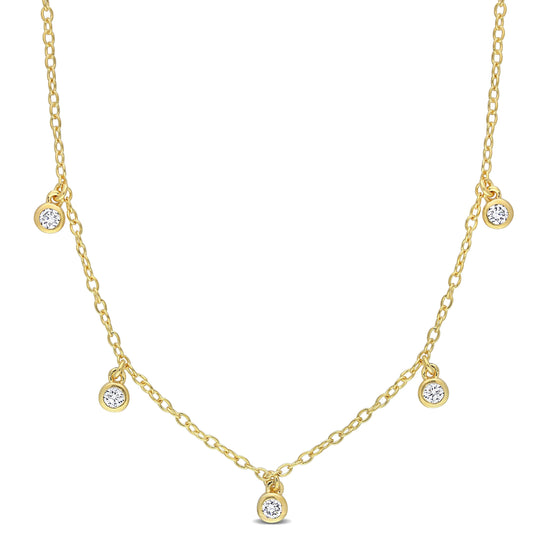 1/6 Carat TW Lab Created Diamond 18kt Yellow Gold Plated Sterling Silver Necklace