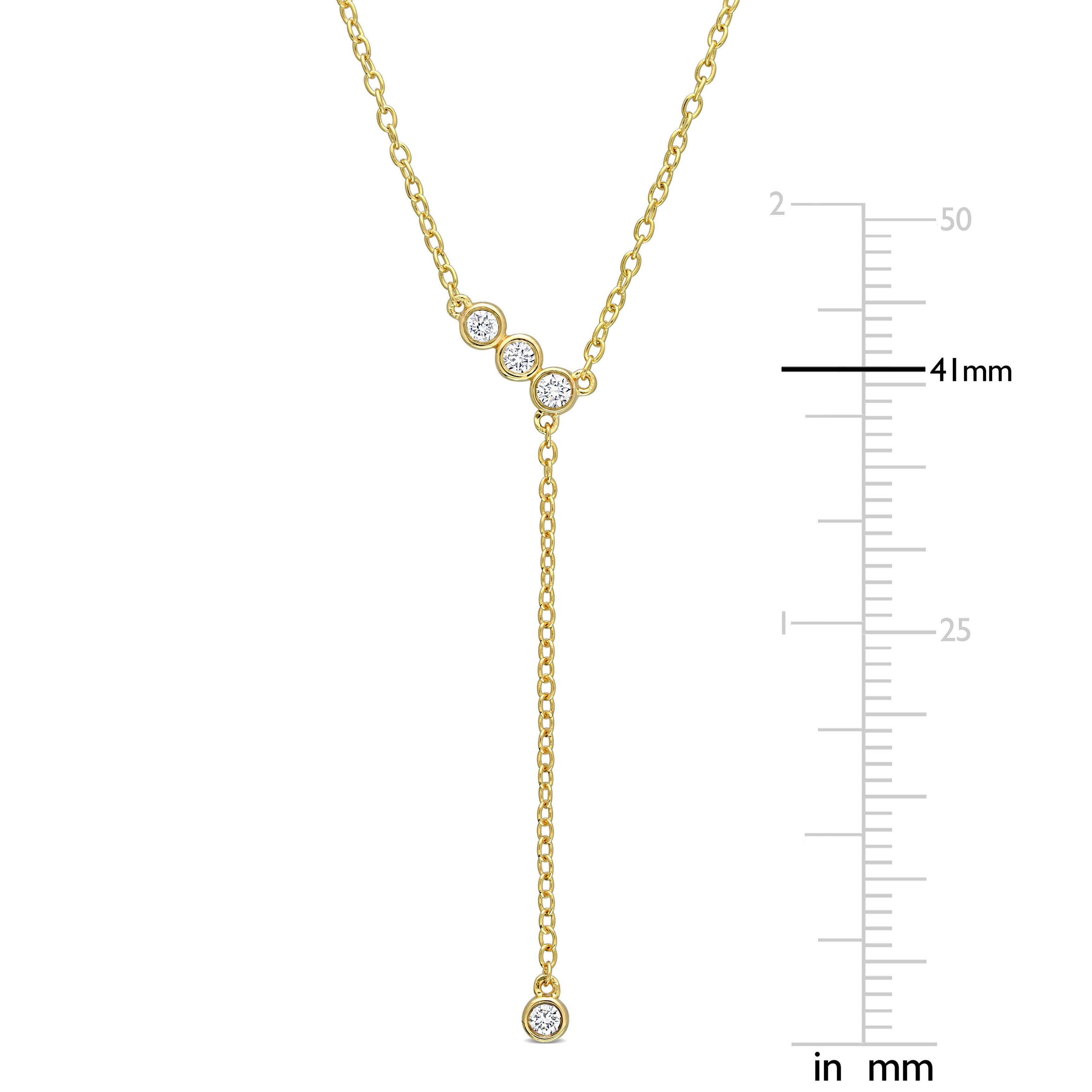  Studio Works 1/8 Carat TW Lab Created Diamond 18kt Yellow Gold Plated Sterling Silver Lariat Drop Necklace - White/Yellow - Bonton