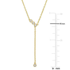 1/8 Carat TW Lab Created Diamond 18kt Yellow Gold Plated Sterling Silver Lariat Drop Necklace