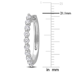 5/8 Carat TW Lab Created Diamond Platinum Plated Sterling Silver Half Embellished Hoop Earrings