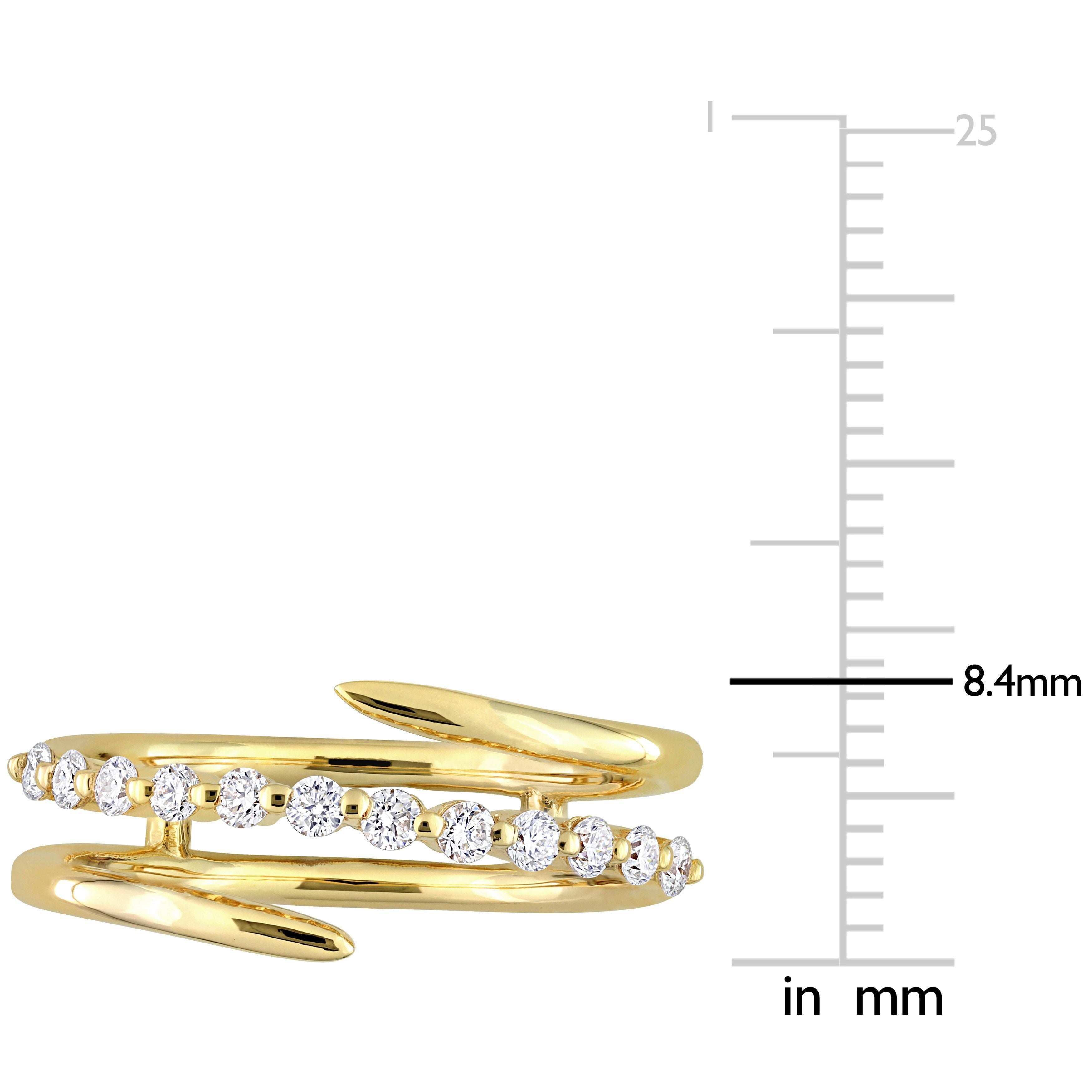  Studio Works 1/3 Carat T.G.W. Lab Created Diamond 18kt Yellow Gold Plated Sterling Silver Wrapped Ring - White/Yellow - Bonton