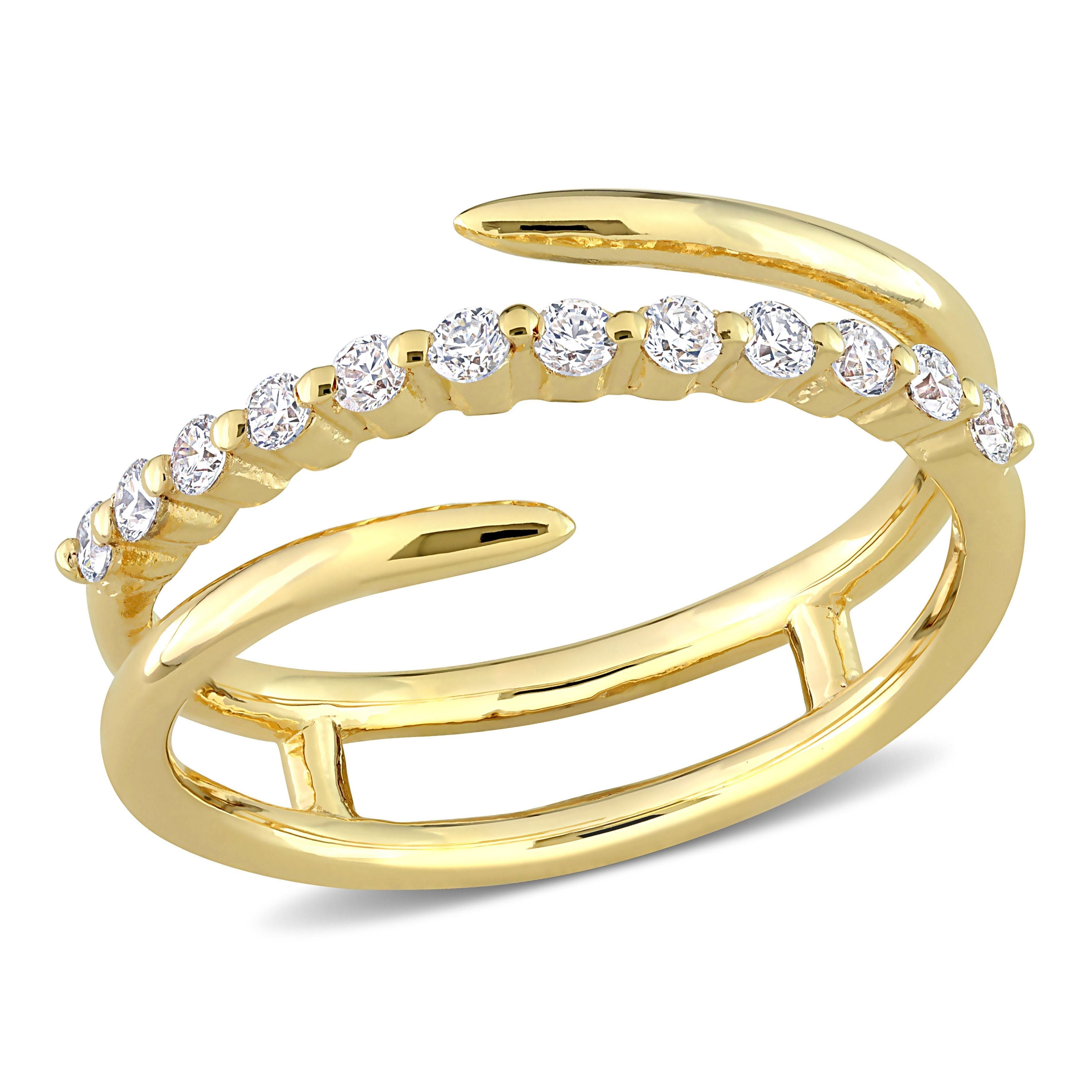  Studio Works 1/3 Carat T.G.W. Lab Created Diamond 18kt Yellow Gold Plated Sterling Silver Wrapped Ring - White/Yellow - Bonton