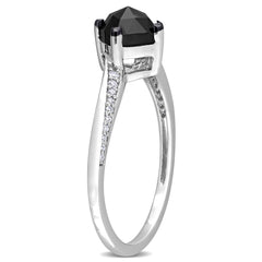 1.07 CT TW Black Diamond Cushion-Cut Solitaire 10k White Gold Engagement Ring