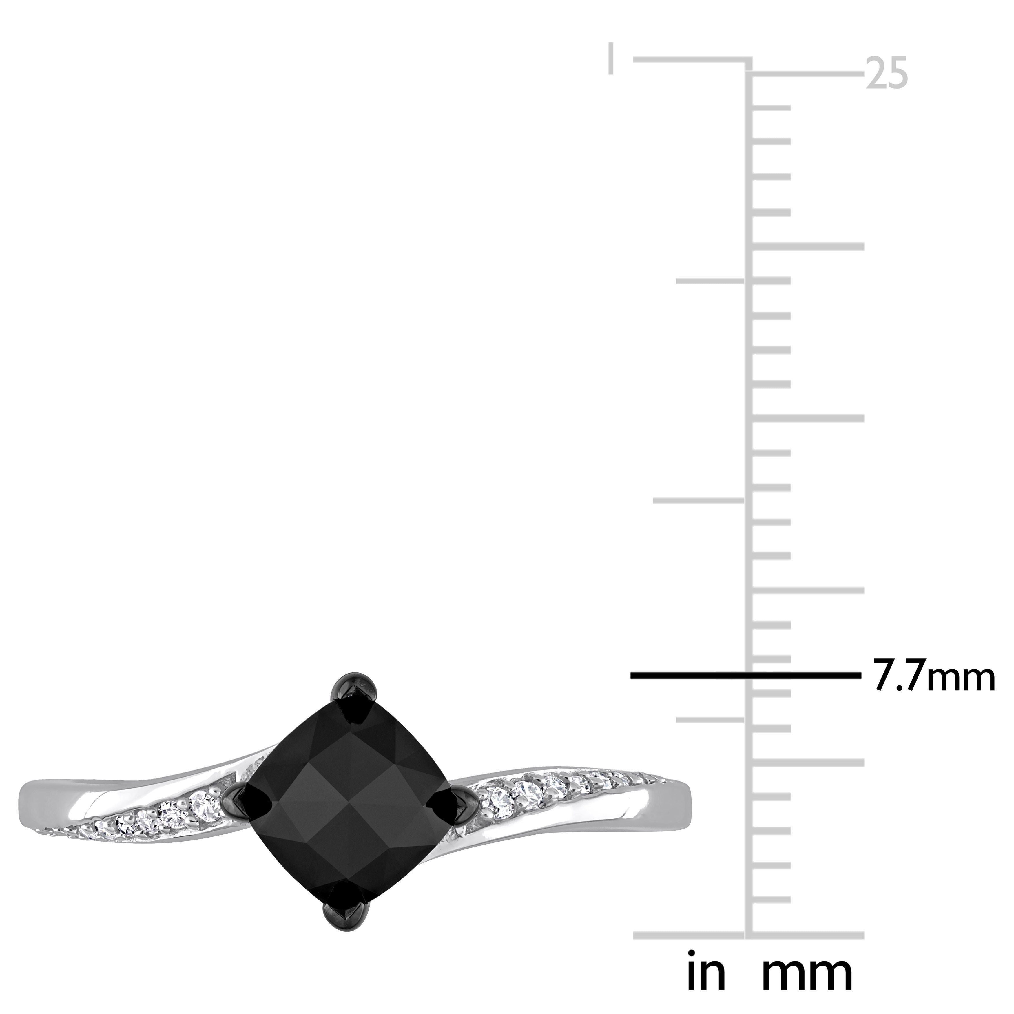  Studio Works 1.07 CT TW Black Diamond Cushion-Cut Solitaire 10k White Gold Engagement Ring - Black/White - Bonton