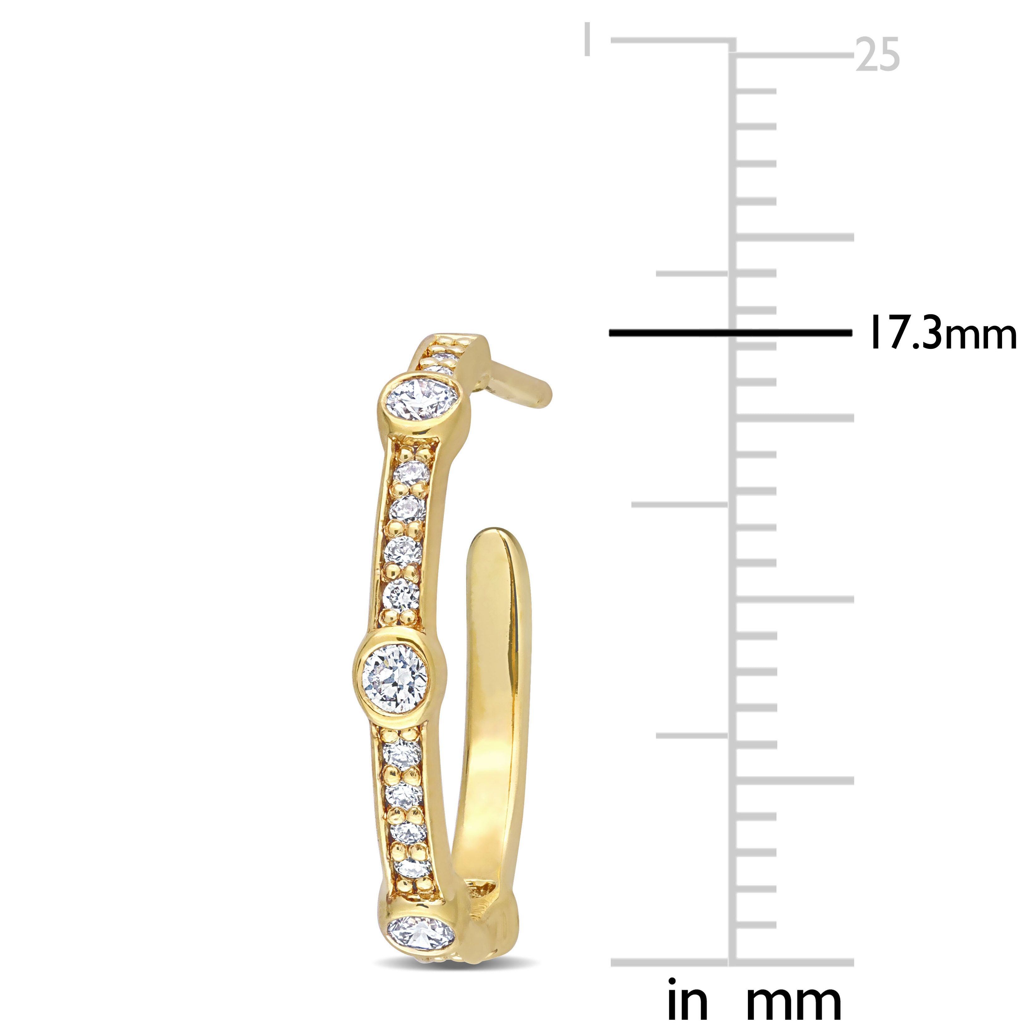  Studio Works 2/5 CT TGW Lab Created Diamond Yellow Micron Plated 18KY Semi Hoop Earrings - White/Yellow - Bonton