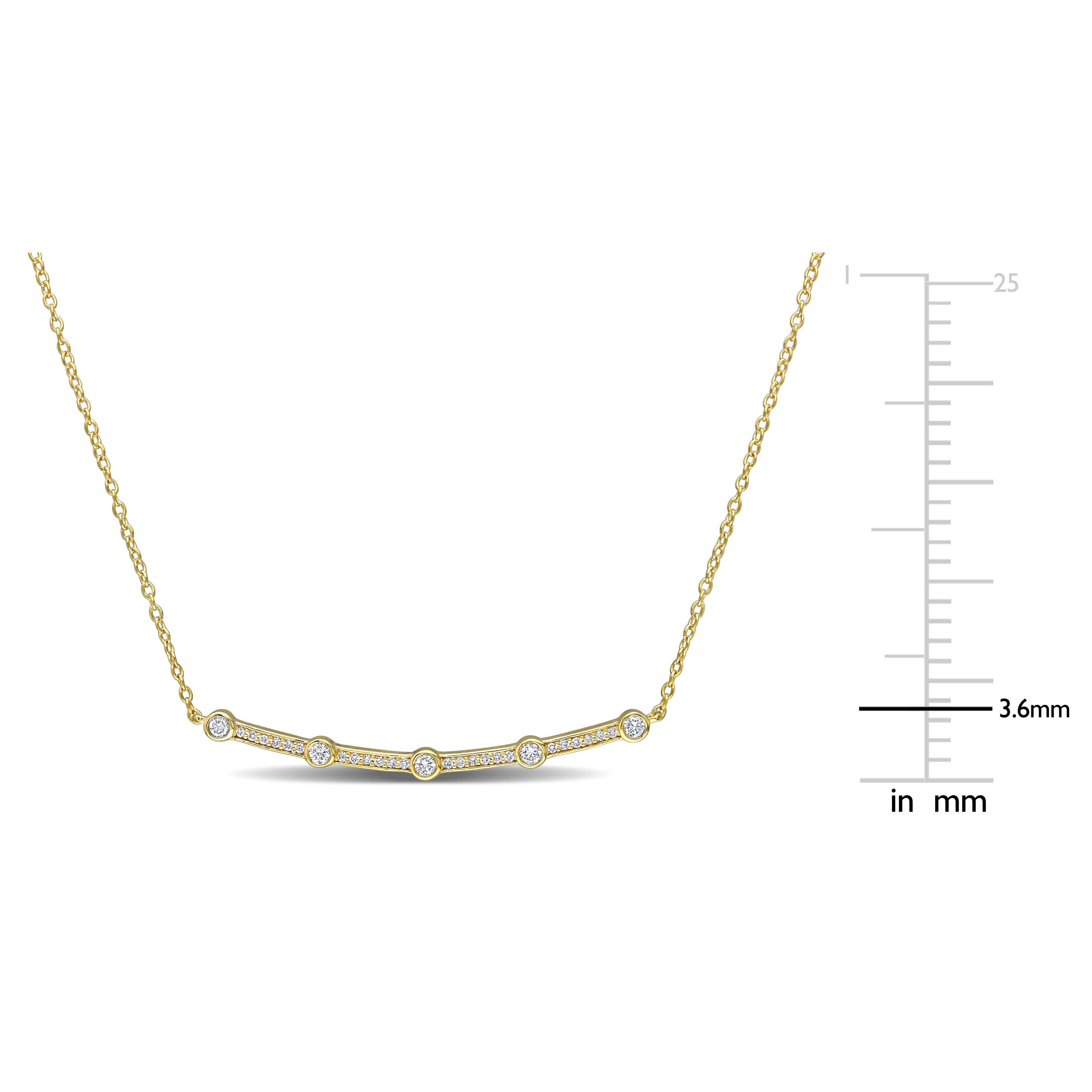  Studio Works 1/3 CT TGW Lab Created Diamond Yellow Plated Sterling Silver Bar Necklace - White/Black - Bonton