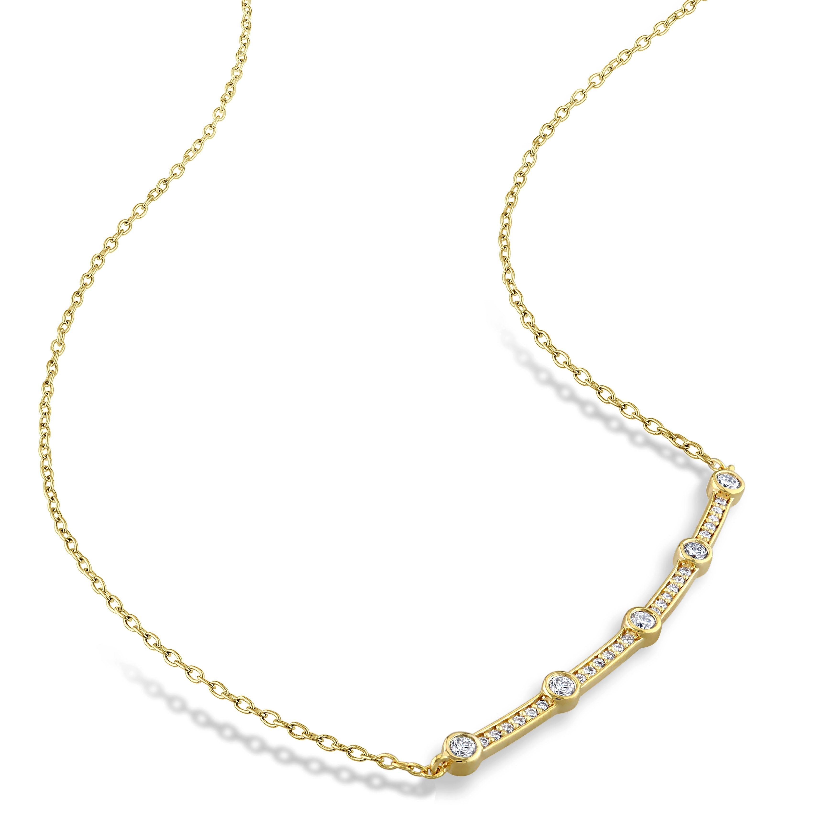  Studio Works 1/3 CT TGW Lab Created Diamond Yellow Plated Sterling Silver Bar Necklace - White/Black - Bonton