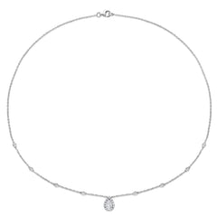 1 1/2 CT DEW Created Moissanite Sterling Silver Halo Necklace