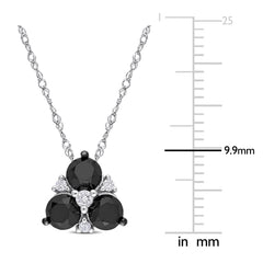 1 1/2 CT TW Black and White Diamond 10K White Gold Triad Pendant Necklace