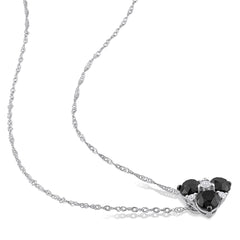 1 1/2 CT TW Black and White Diamond 10K White Gold Triad Pendant Necklace