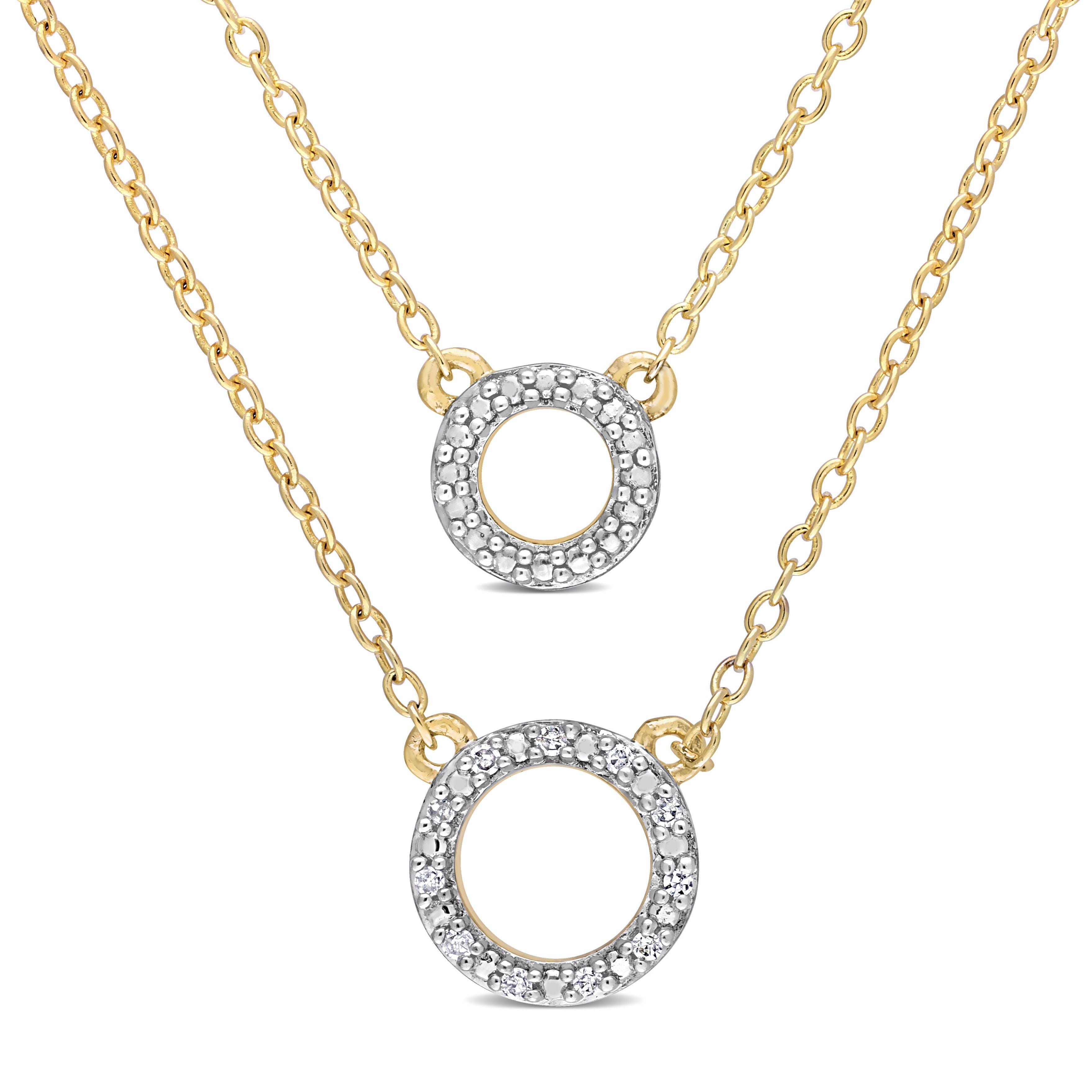  Studio Works 0.04 CT TW Diamond Yellow Silver Double Circle Layer Necklace - White/Yellow - Bonton