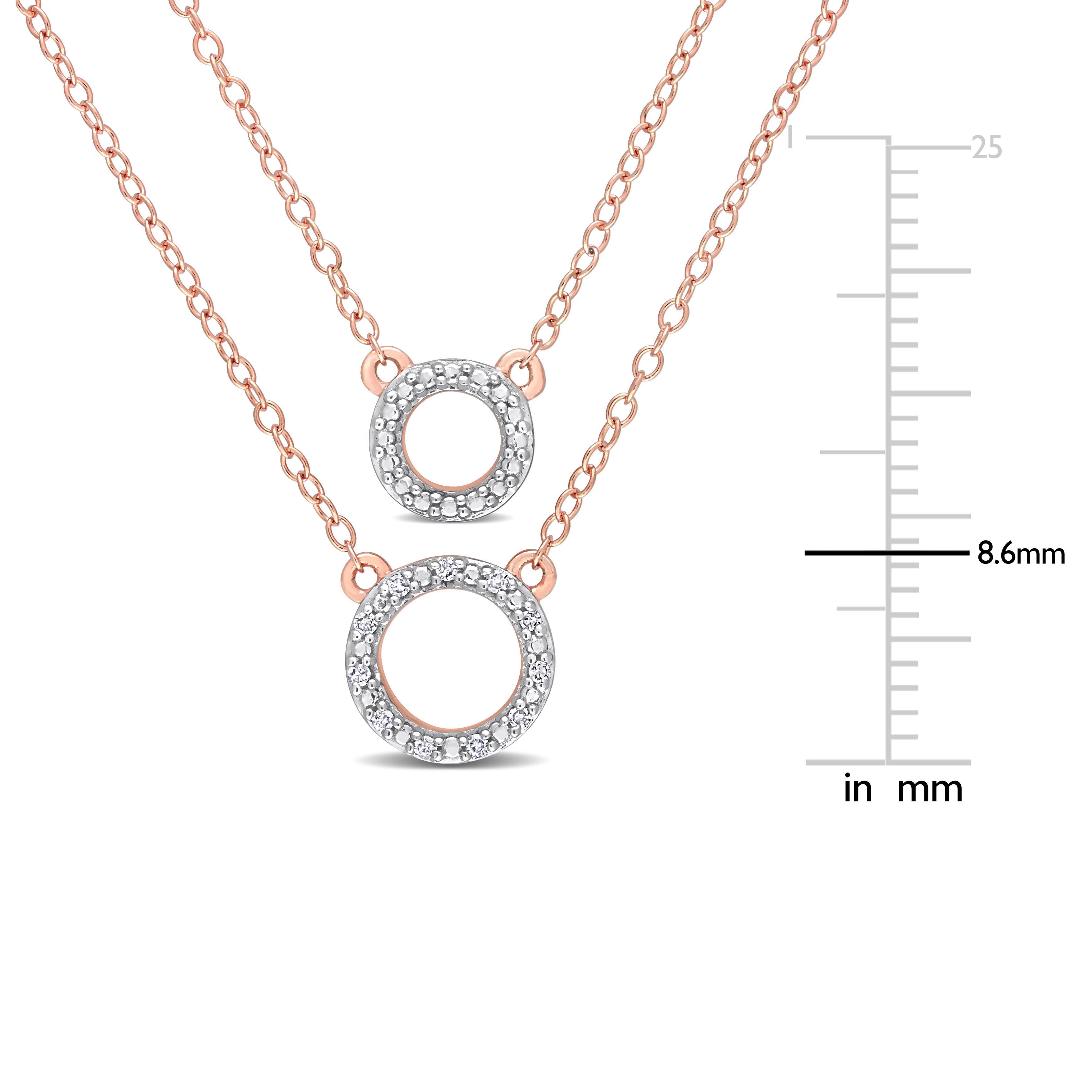  Studio Works 0.04 CT TW Diamond Rose Silver Double Circle Layer Necklace - White/Pink - Bonton