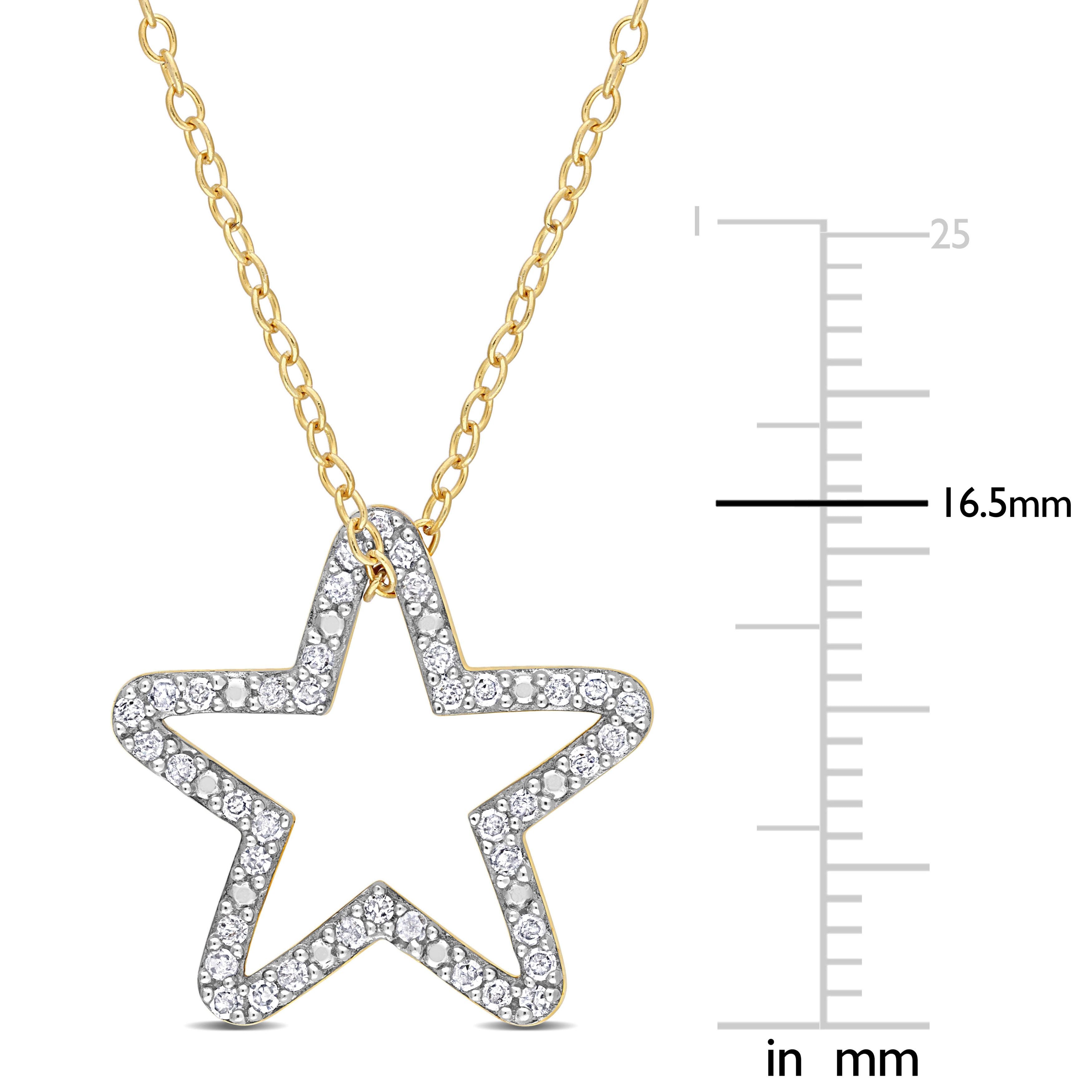  Studio Works 1/5 CT TW Diamond Yellow Sterling Silver Open Star Pendant Necklace - White/Yellow - Bonton