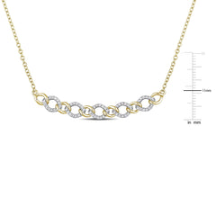 1/5 CT TW Diamond Yellow Plated Sterling Silver 2 Tone Link Necklace