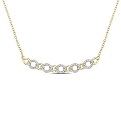 1/5 CT TW Diamond Yellow Plated Sterling Silver 2 Tone Link Necklace