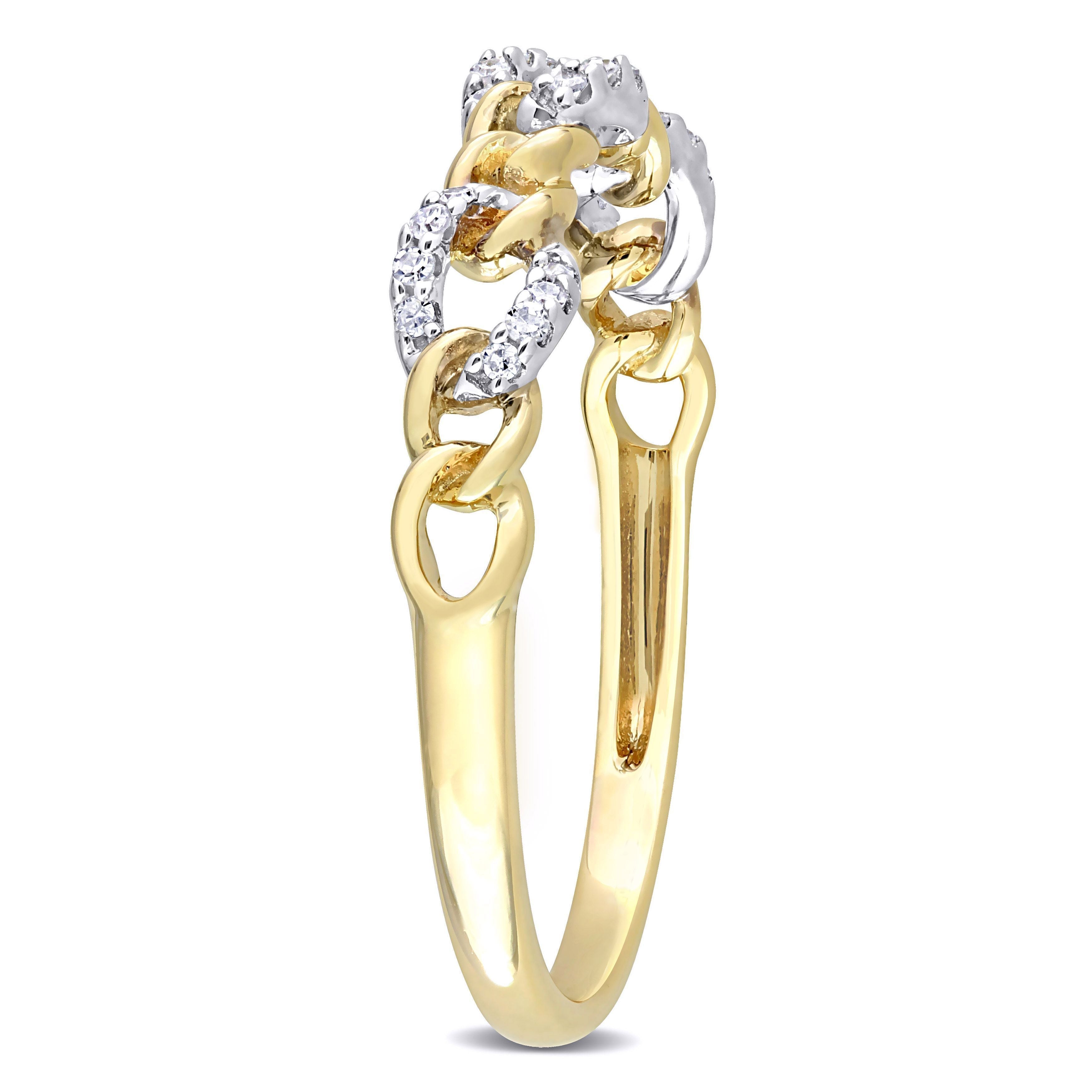  Studio Works 0.07 CT TW Diamond 10k Yellow Gold Mini Link Ring - White/Yellow - Bonton