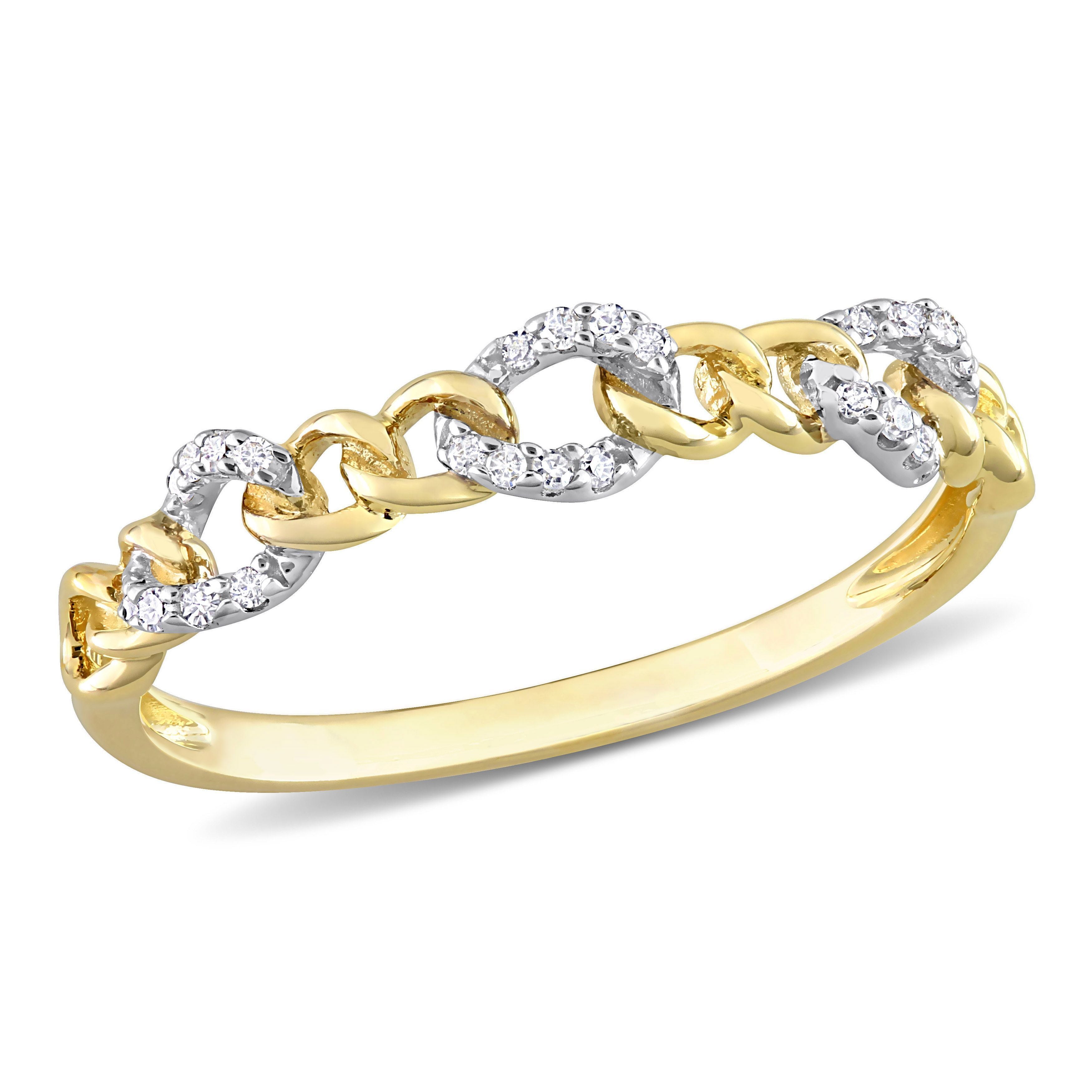  Studio Works 0.07 CT TW Diamond 10k Yellow Gold Mini Link Ring - White/Yellow - Bonton