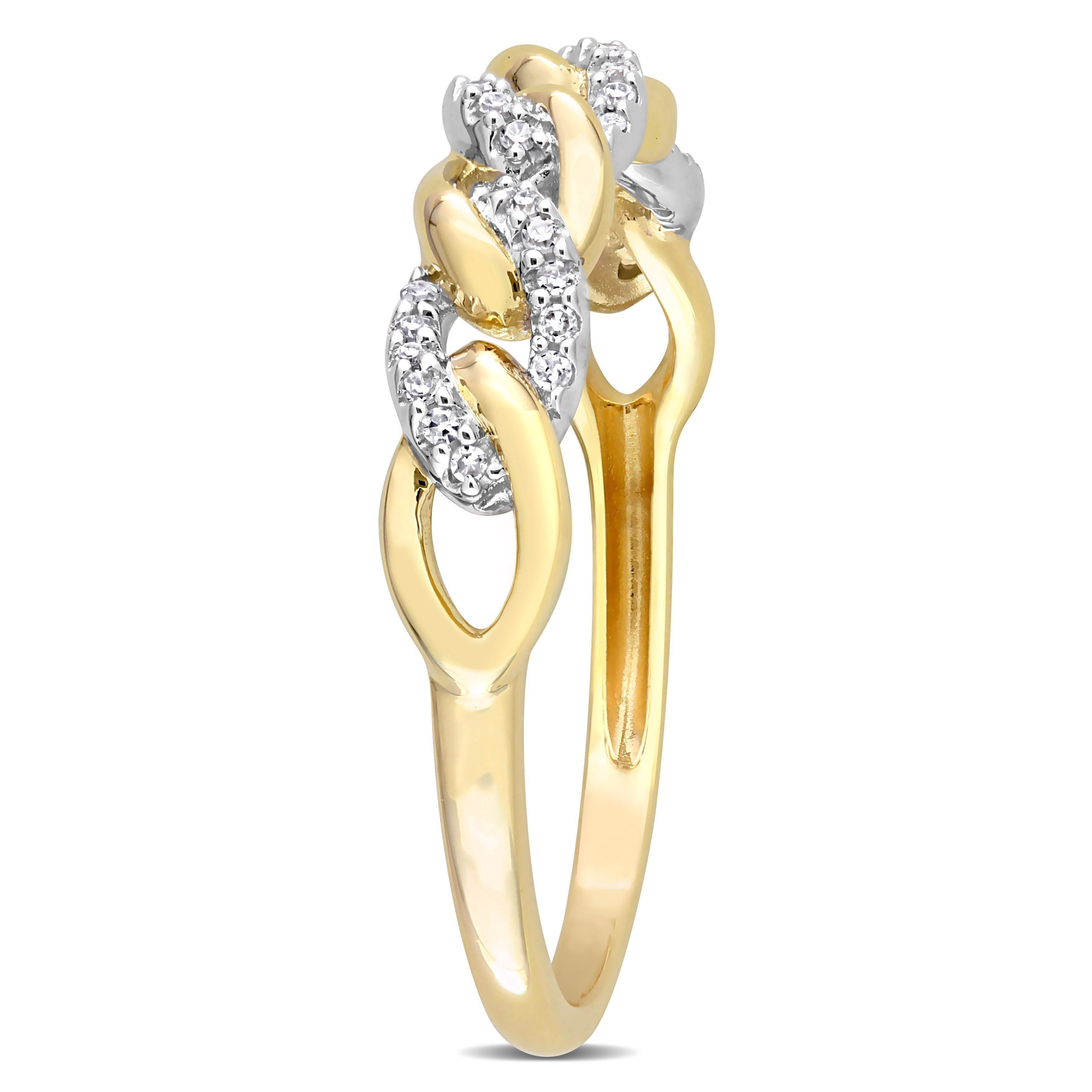  Studio Works 1/10 CT TW Diamond 10k Yellow Gold Mini Link Ring - White/Yellow - Bonton