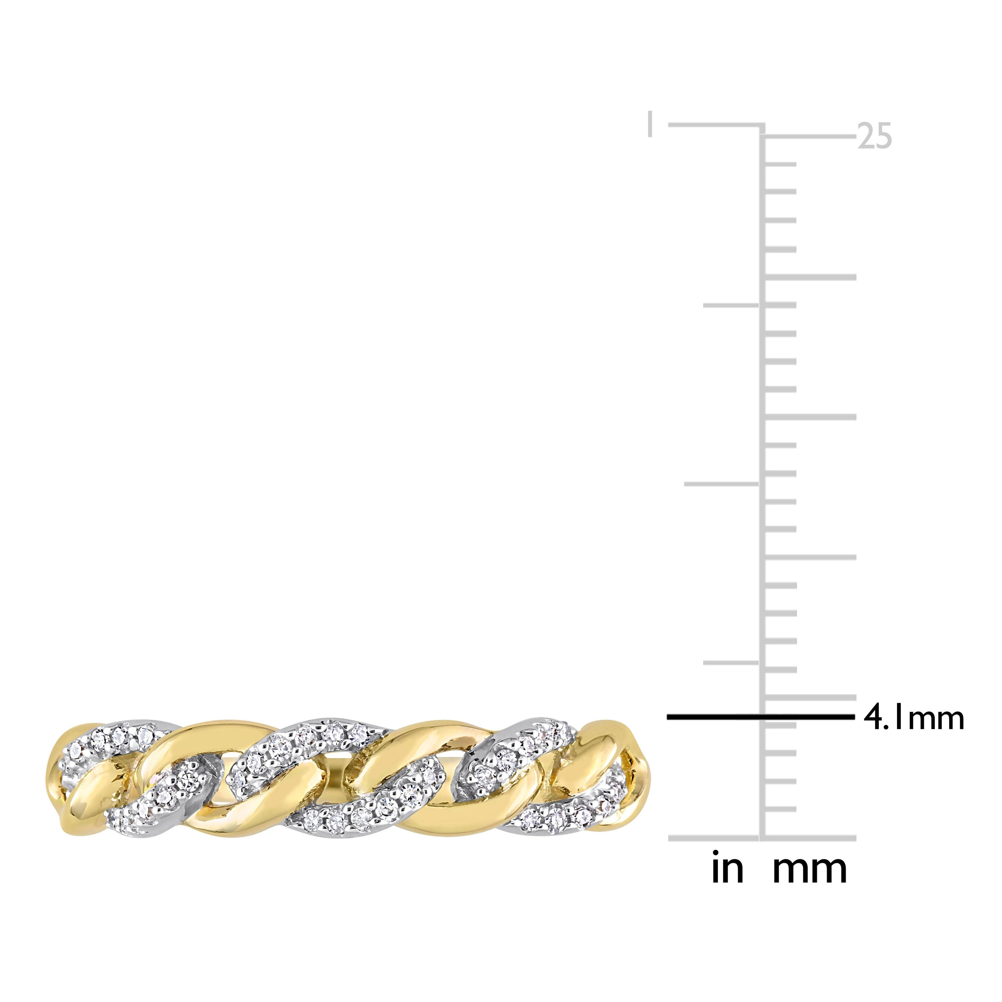  Studio Works 1/10 CT TW Diamond 10k Yellow Gold Mini Link Ring - White/Yellow - Bonton