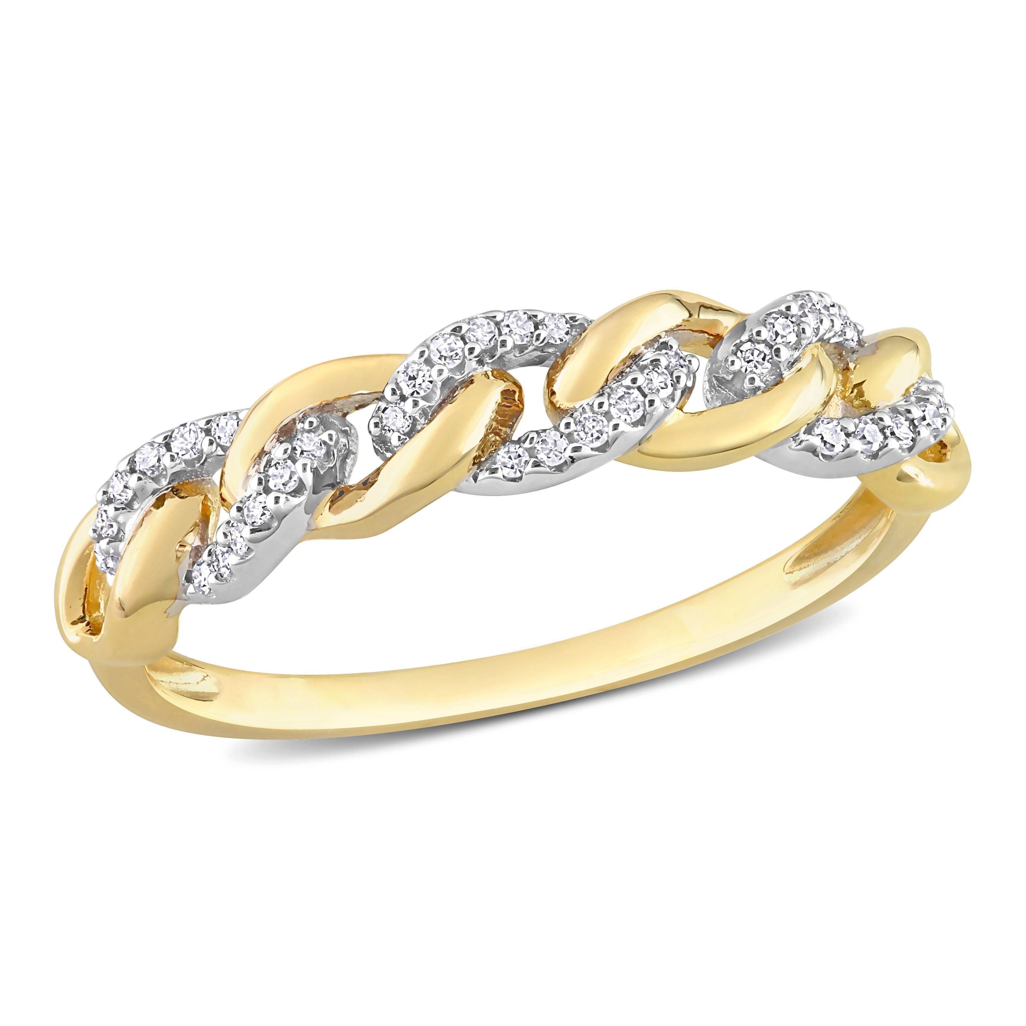  Studio Works 1/10 CT TW Diamond 10k Yellow Gold Mini Link Ring - White/Yellow - Bonton