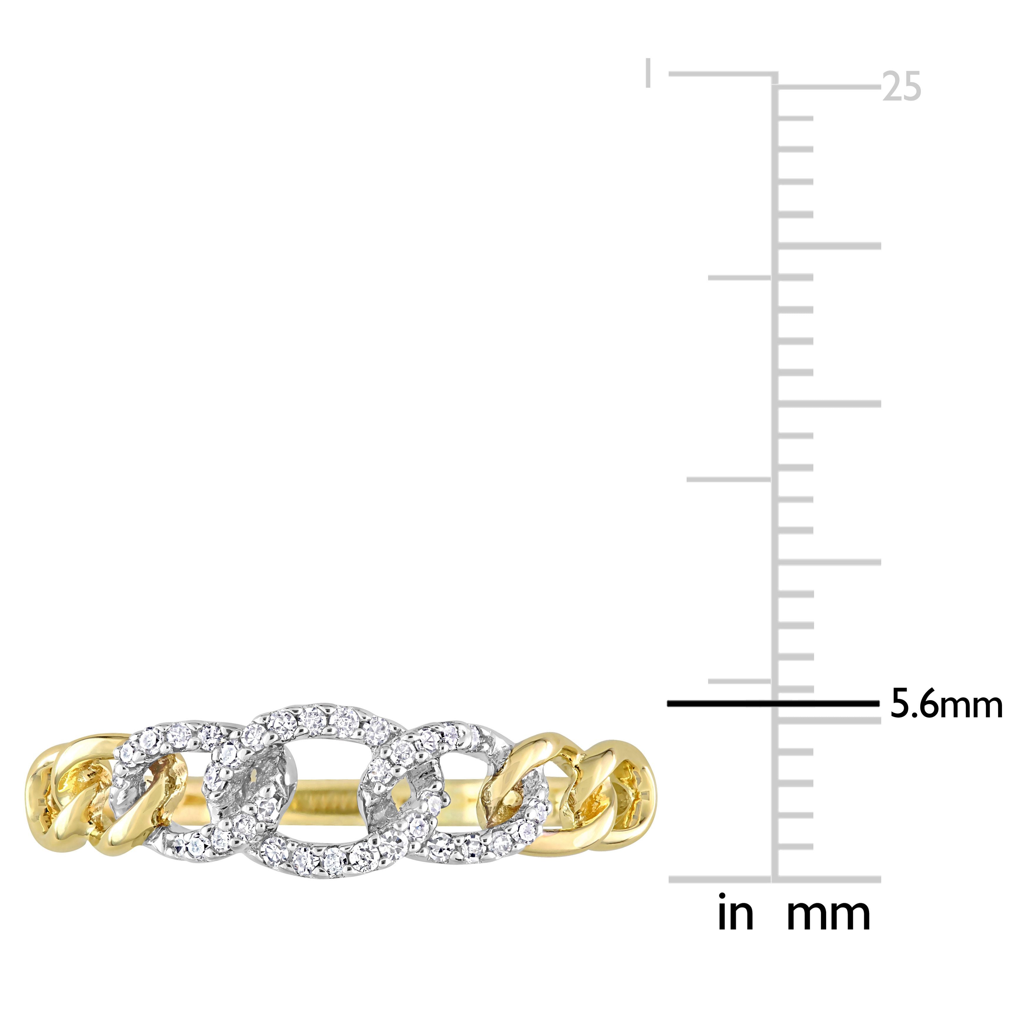  Studio Works 1/10 CT TW Diamond 10K Yellow Gold Two Tone Mini Link Ring - White/Yellow - Bonton