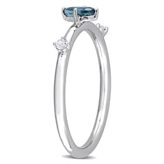 1/3 CT TGW London Oval Blue Topaz and White Topaz 10K White Gold Ring