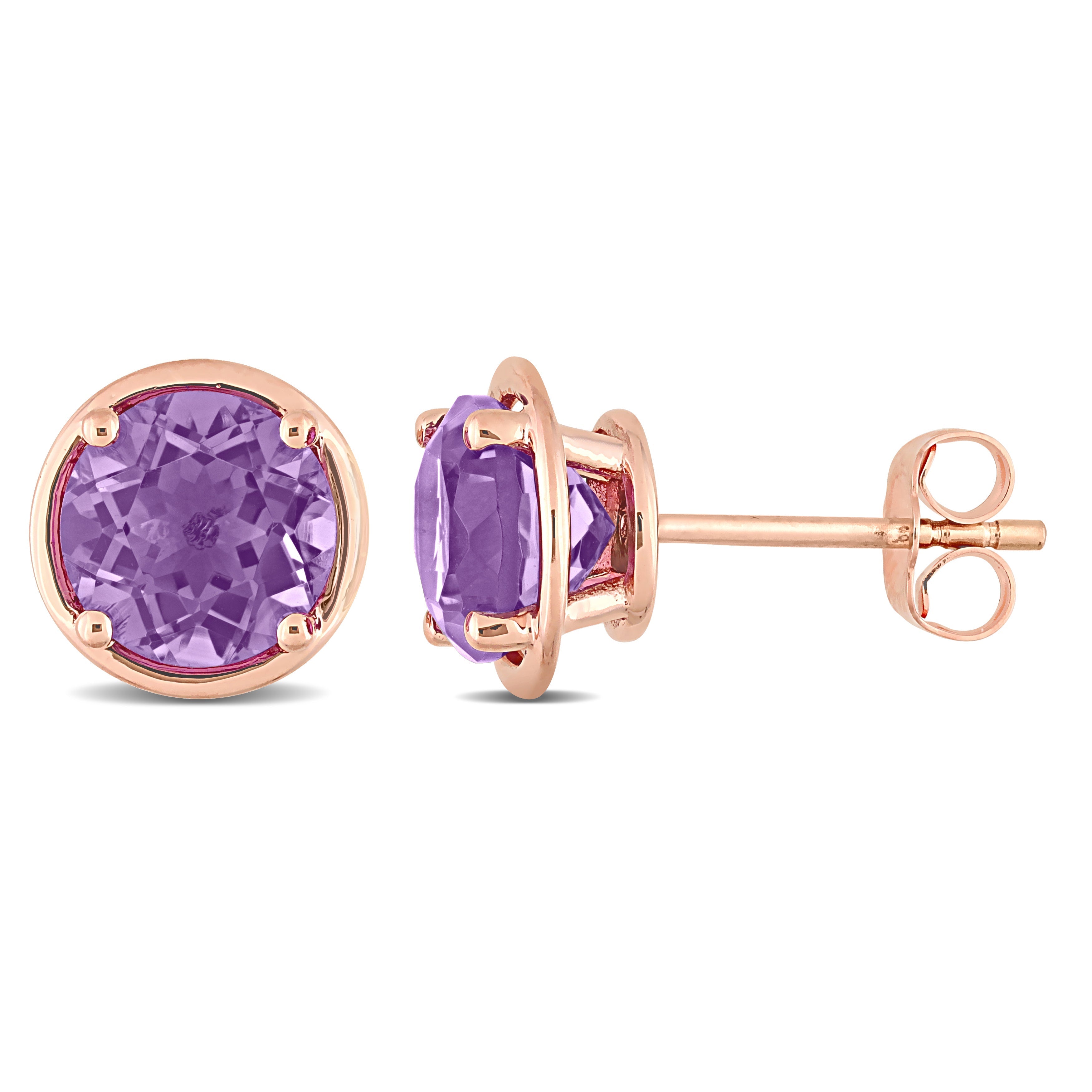  Studio Works 2 5/8 CT TGW Round-cut Amethyst 14K Rose Gold Stud Earrings - Purple - Bonton