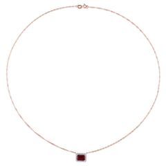 1 1/4 CT TGW Garnet and 1/8 CT TW Diamond Halo 10K Rose Gold Necklace