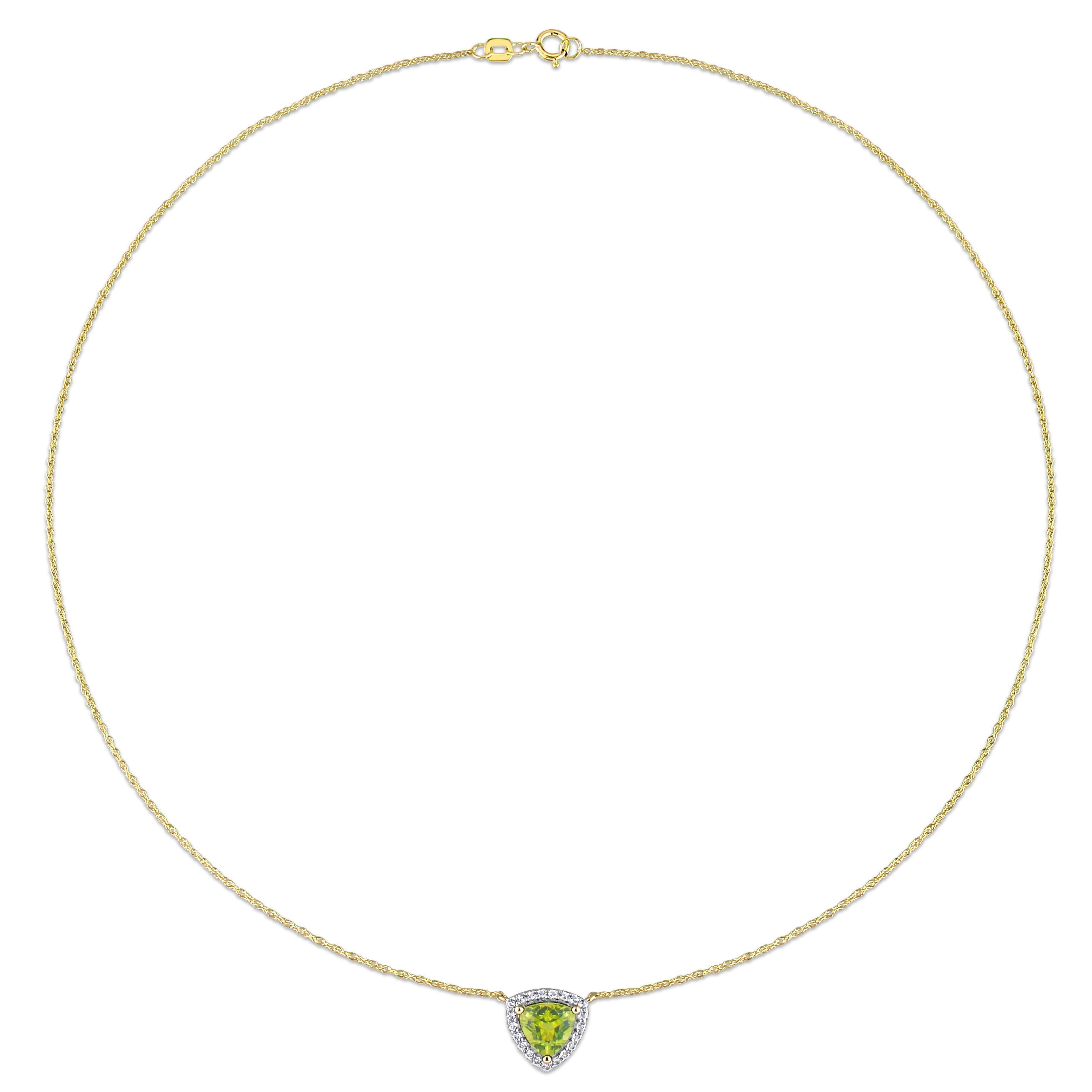  Studio Works 1 1/2 CT TGW Peridot and White Topaz Halo 10K Yellow Gold Necklace - Green - Bonton