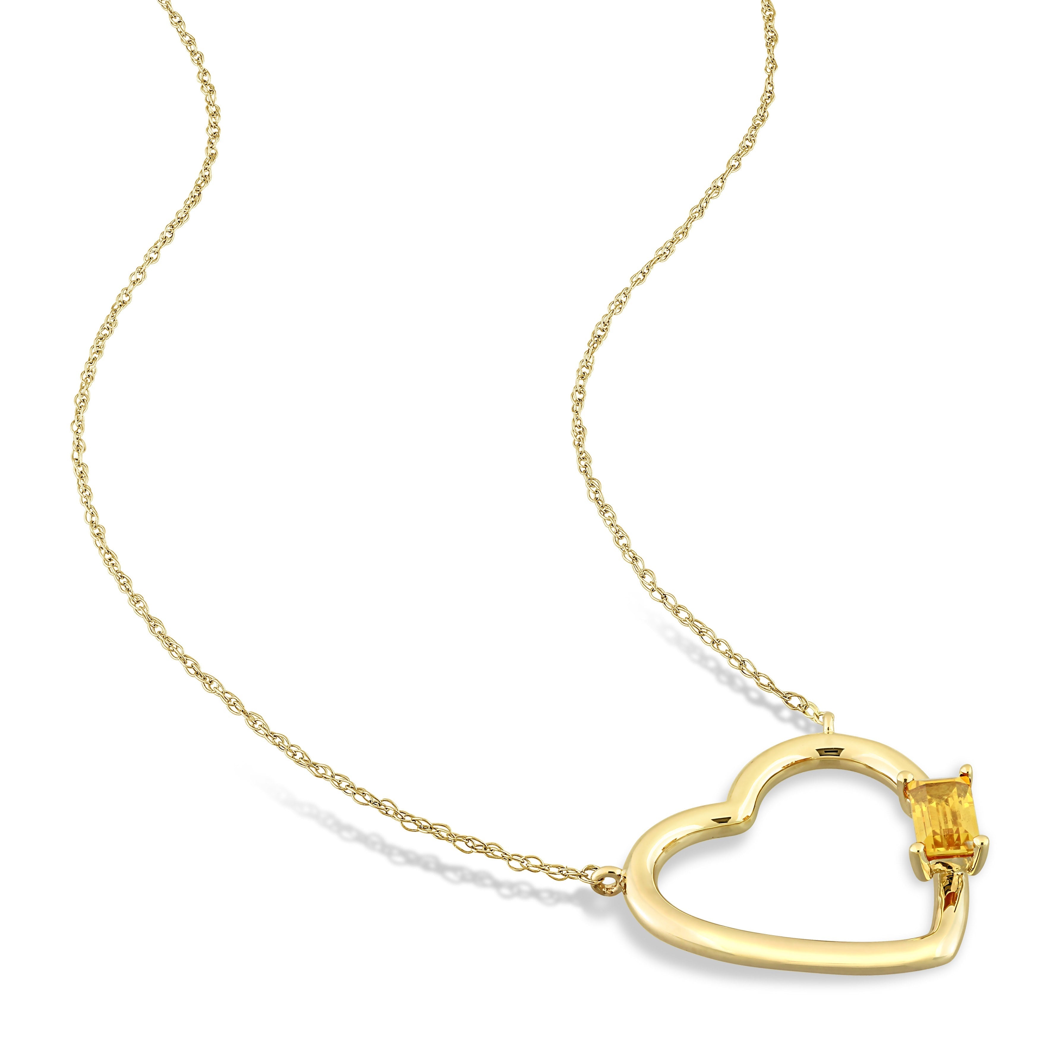  Studio Works 1/3 CT TGW Yellow Sapphire 10K Yellow Gold Open Heart Pendant Necklace - Yellow - Bonton