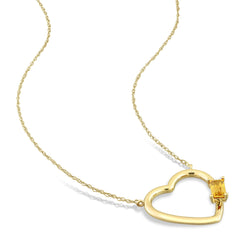 1/3 CT TGW Yellow Sapphire 10K Yellow Gold Open Heart Pendant Necklace