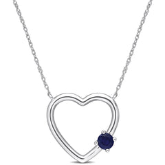 Sapphire Open Heart Pendant