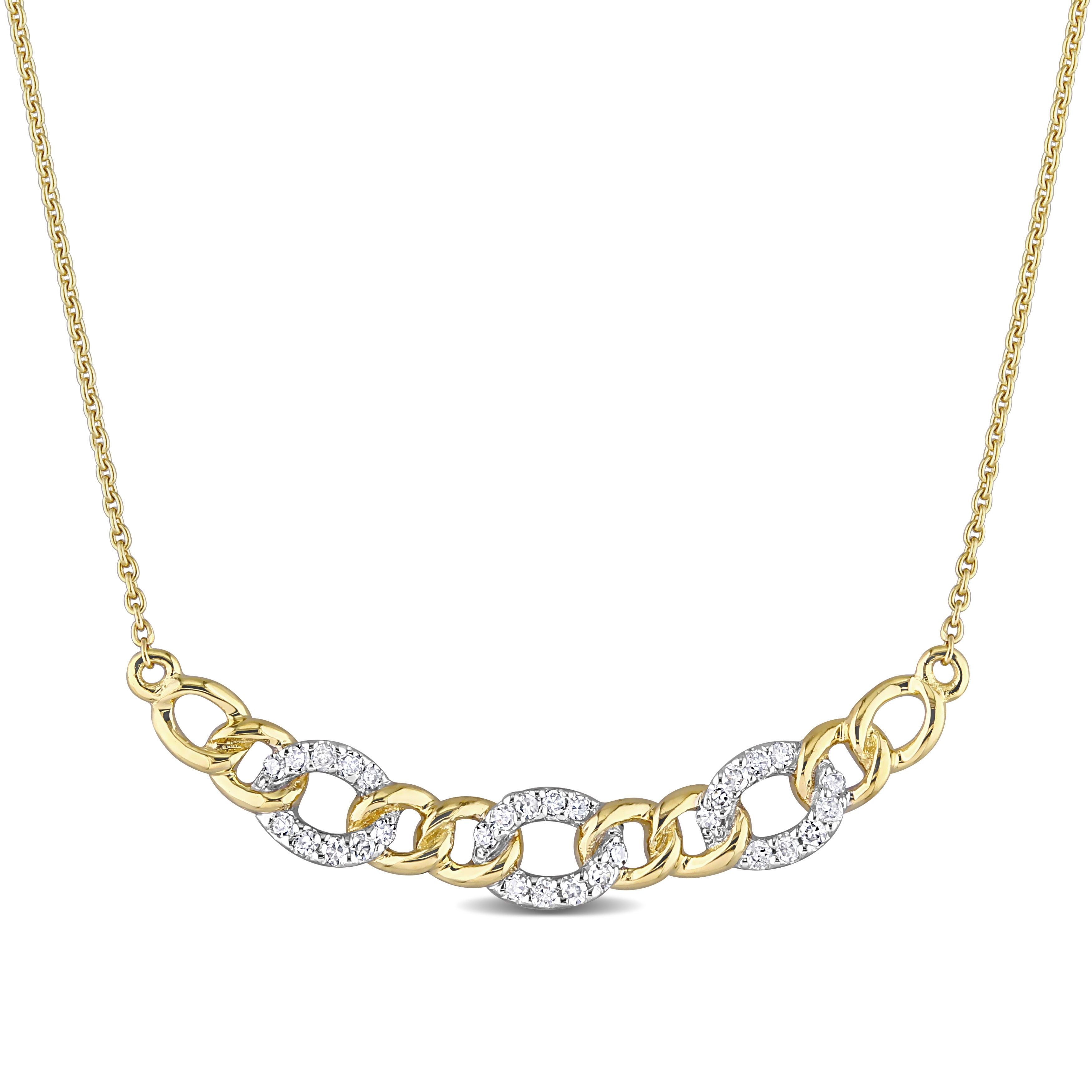  Studio Works 1/10 CT TW Diamond 10k White Yellow Gold 2 Tone Link Necklace - White/Yellow - Bonton