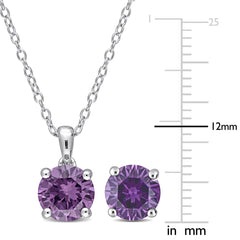 Created Alexandrite Solitaire Stud Earring and Pendant Set