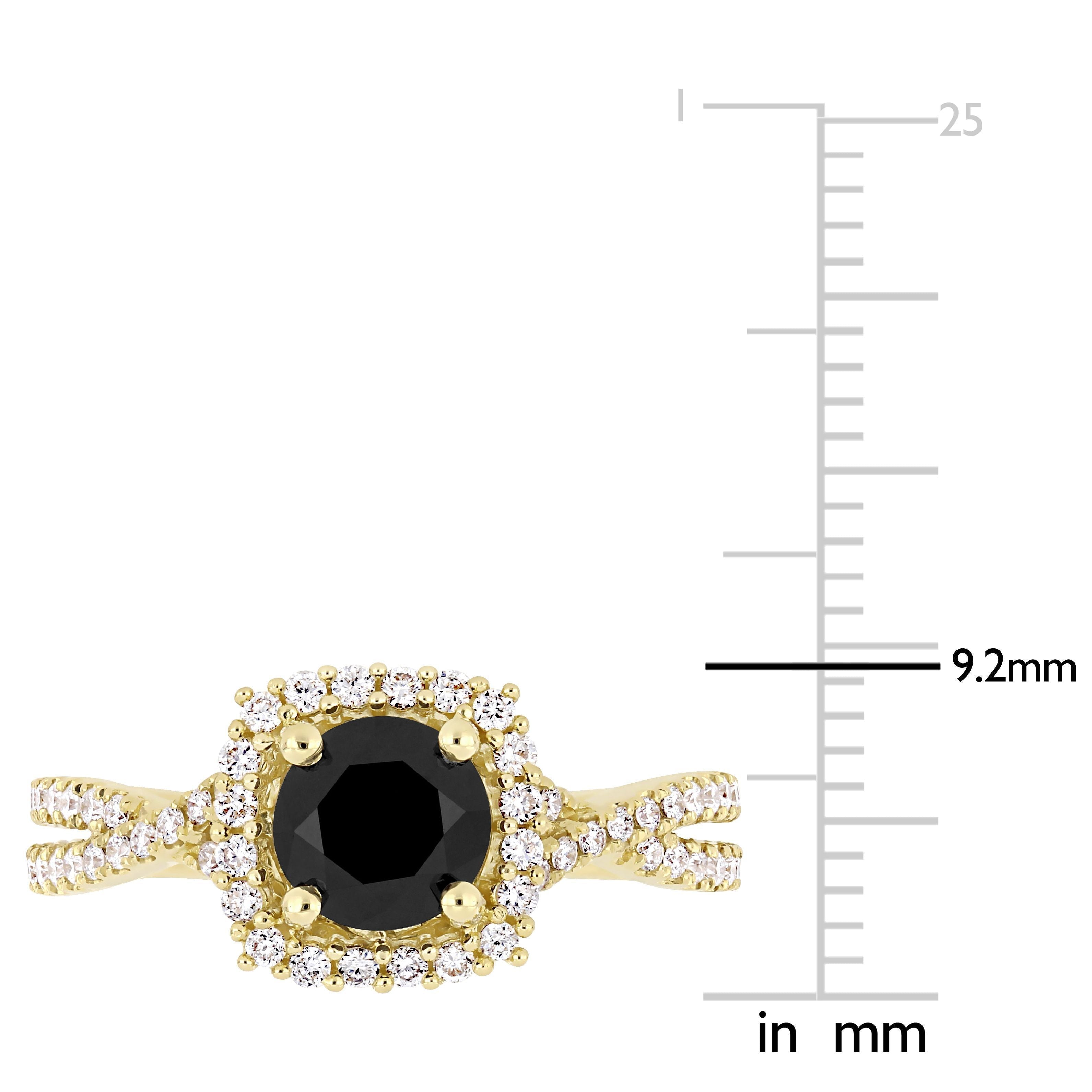  Studio Works 1 1/2 CT TW Black and White Diamond 14k Yellow Gold Engagement Ring - Black/Yellow - Bonton