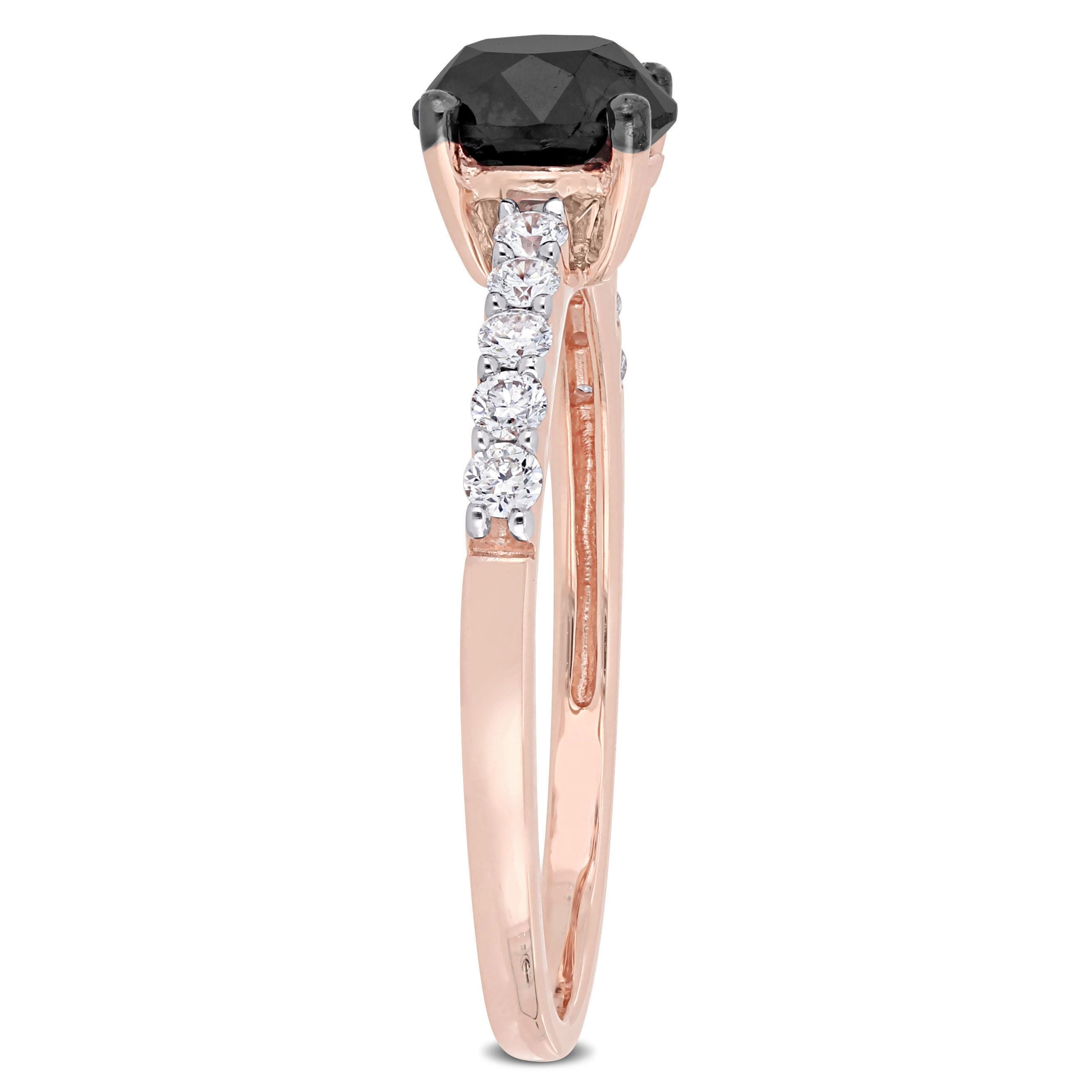  Studio Works 1 1/4 CT TW Black and White Diamond 14k Pink Gold Engagement Ring - Black/Pink - Bonton