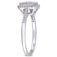 1/2 CT TW Round Diamond 10K White Gold Composite Square Halo Engagement Ring