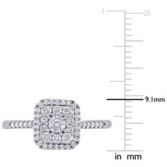 1/2 CT TW Round Diamond 10K White Gold Composite Square Halo Engagement Ring