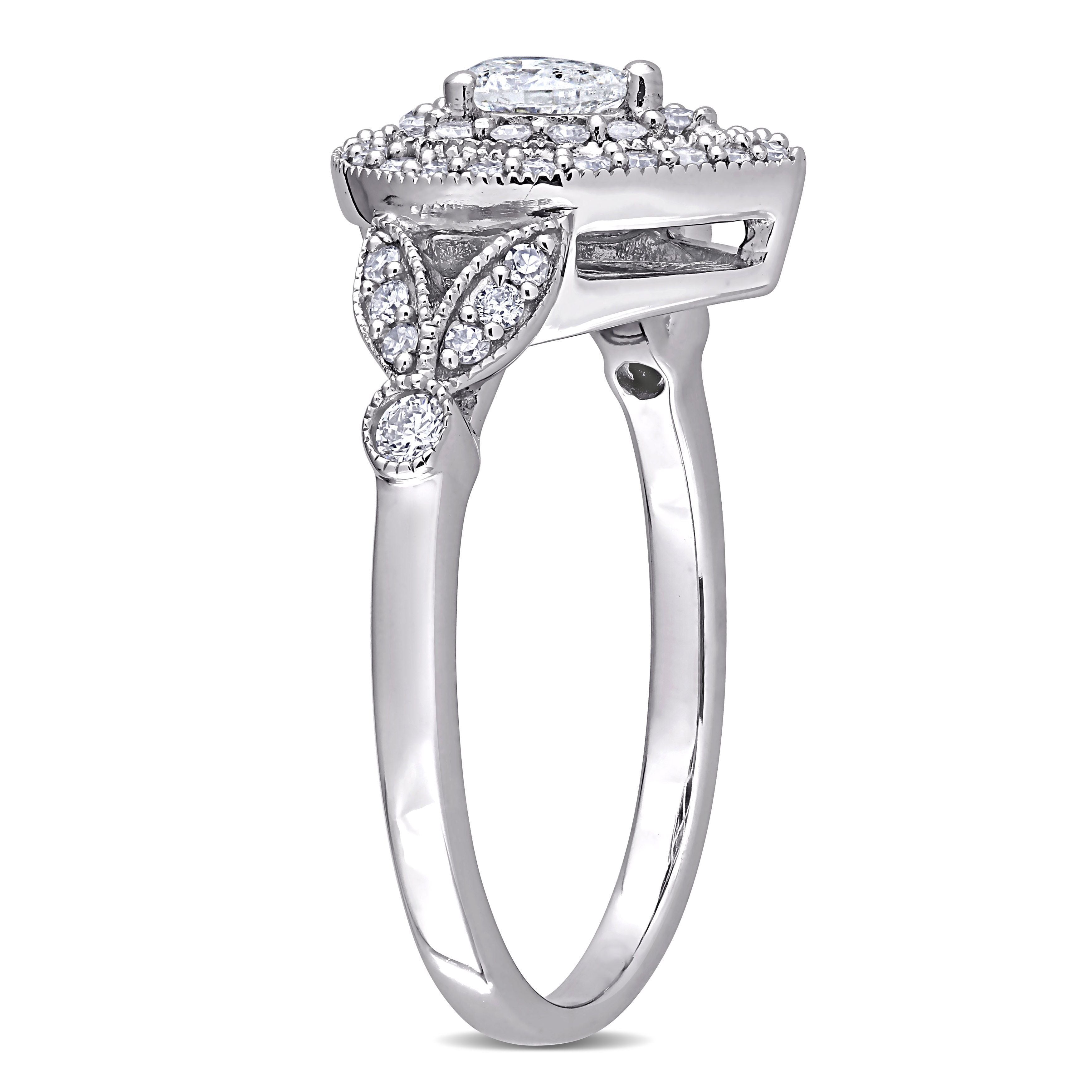  Studio Works 1/2 CT TW Pear and Round Diamond 10K White Gold Engagement Ring - White - Bonton