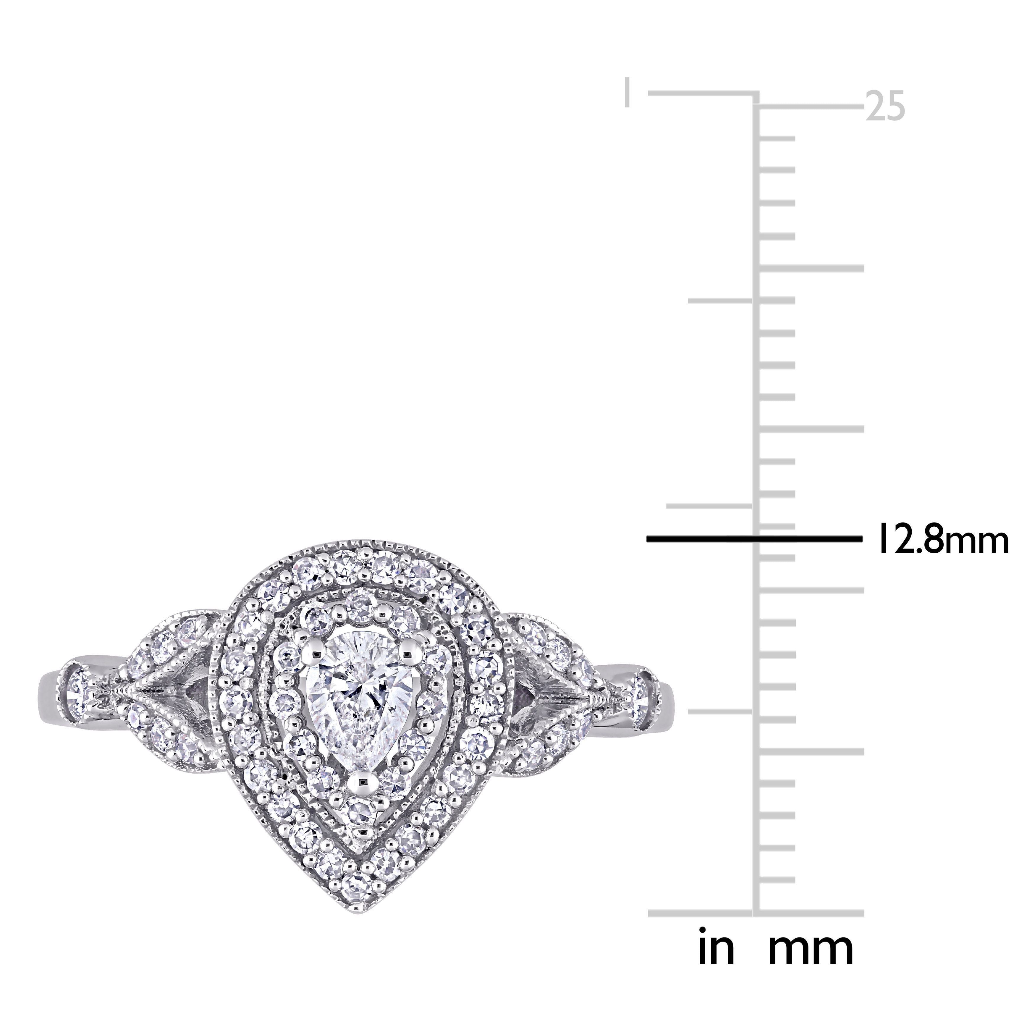  Studio Works 1/2 CT TW Pear and Round Diamond 10K White Gold Engagement Ring - White - Bonton