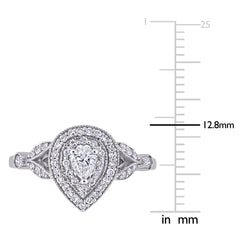 1/2 CT TW Pear and Round Diamond 10K White Gold Engagement Ring