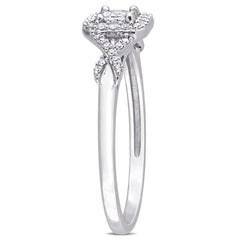 1/3 CT TW Square Diamond 10K White Crossover Ring