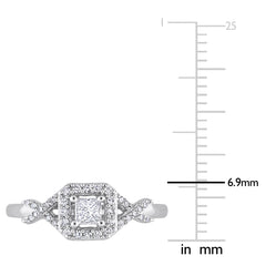 1/3 CT TW Square Diamond 10K White Crossover Ring