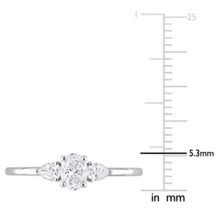 1/2 CT TW 3-stone Oval and Pear Diamond 14K White Gold Engagement Ring