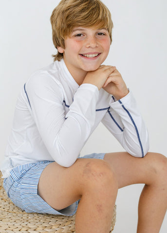 Boys White Sport Zip Top