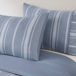 Kent 3 Piece Striped Herringbone Oversized Comforter Set Blue